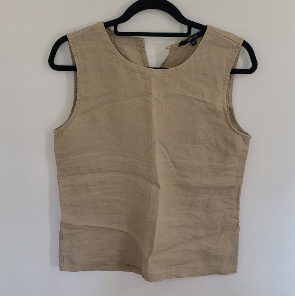 Quince Linen Tan Tank Top in women's size XS